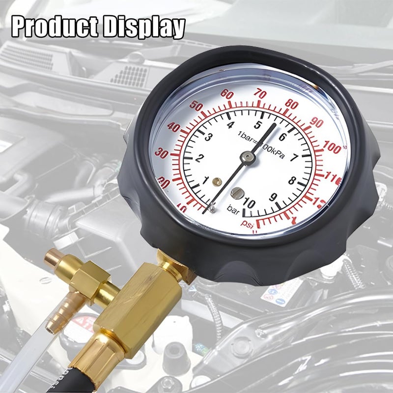 FALVFUN 0-140PSI Car Fuel Pressure Tester Kit, TU-114 Vehicle Gas Gasoline Injection Pump Pressure Tester Gauge Kit, Automobile Oil Injection Pump Diagnostic Tool Set, Universal Fit - Image 5